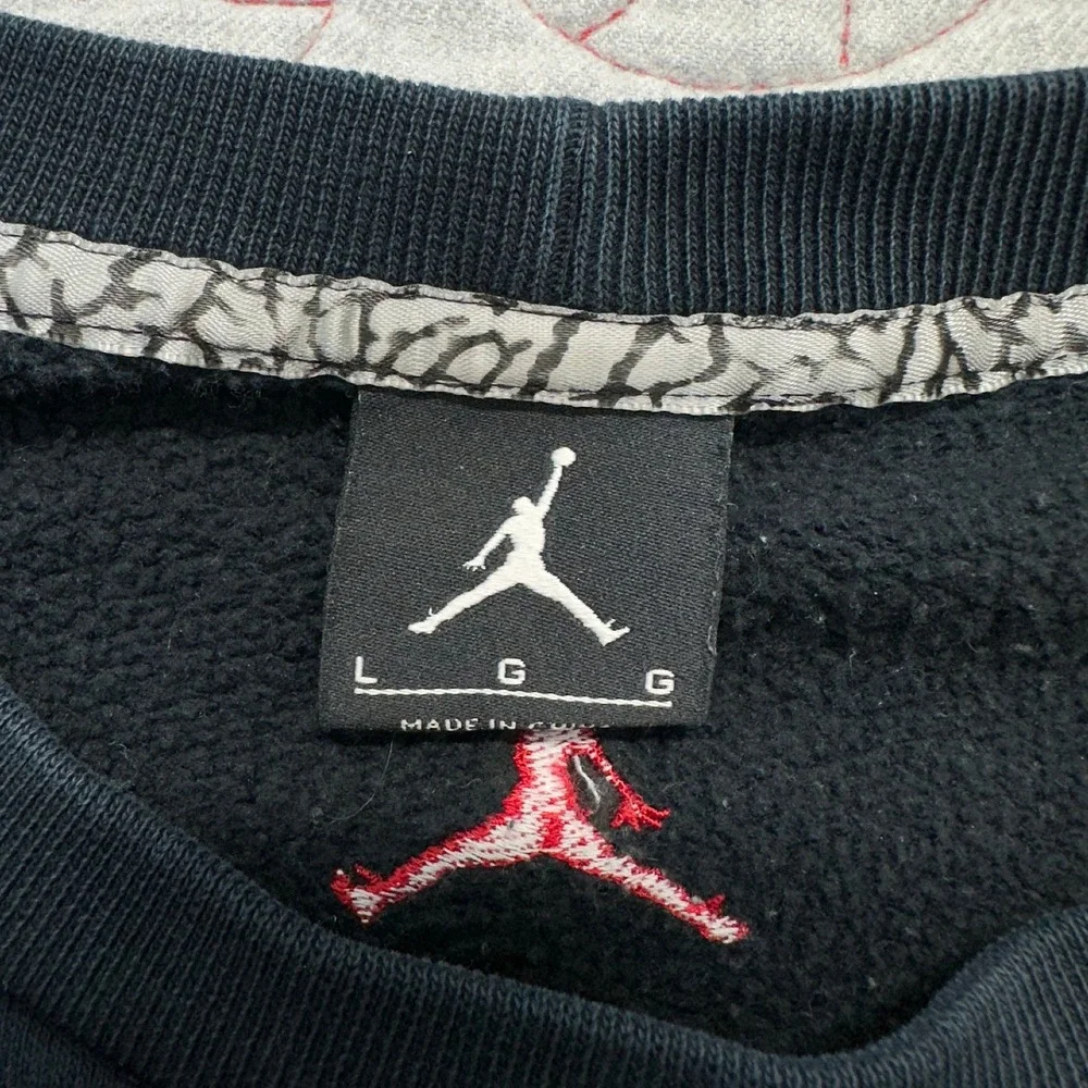 Jordan Sweatshirt Black Retro 3 Cement Elephant Print / Mens Large